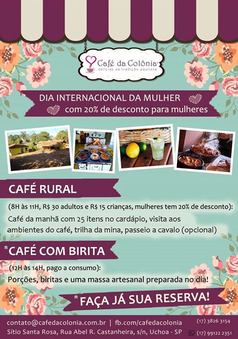 Dia da Mulher no Café da Colônia